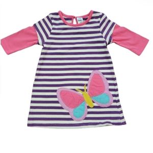MINI BODEN BABY GIRLS DRESS WITH LARGE BUTTERFLY STRIPES SZ 3-6 MONTH'S